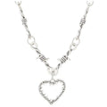 Gothic Barbed Wire Heart Chain Necklace