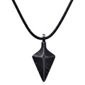 Diamond Matte Black-Gray Arrowhead Necklace on Adjustable Cord