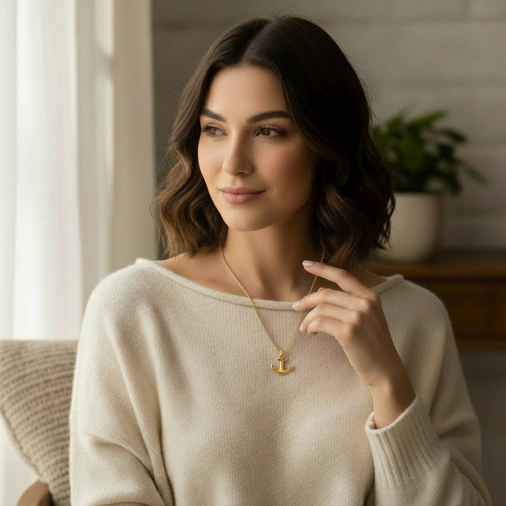 Gold Anchor Charm Necklace