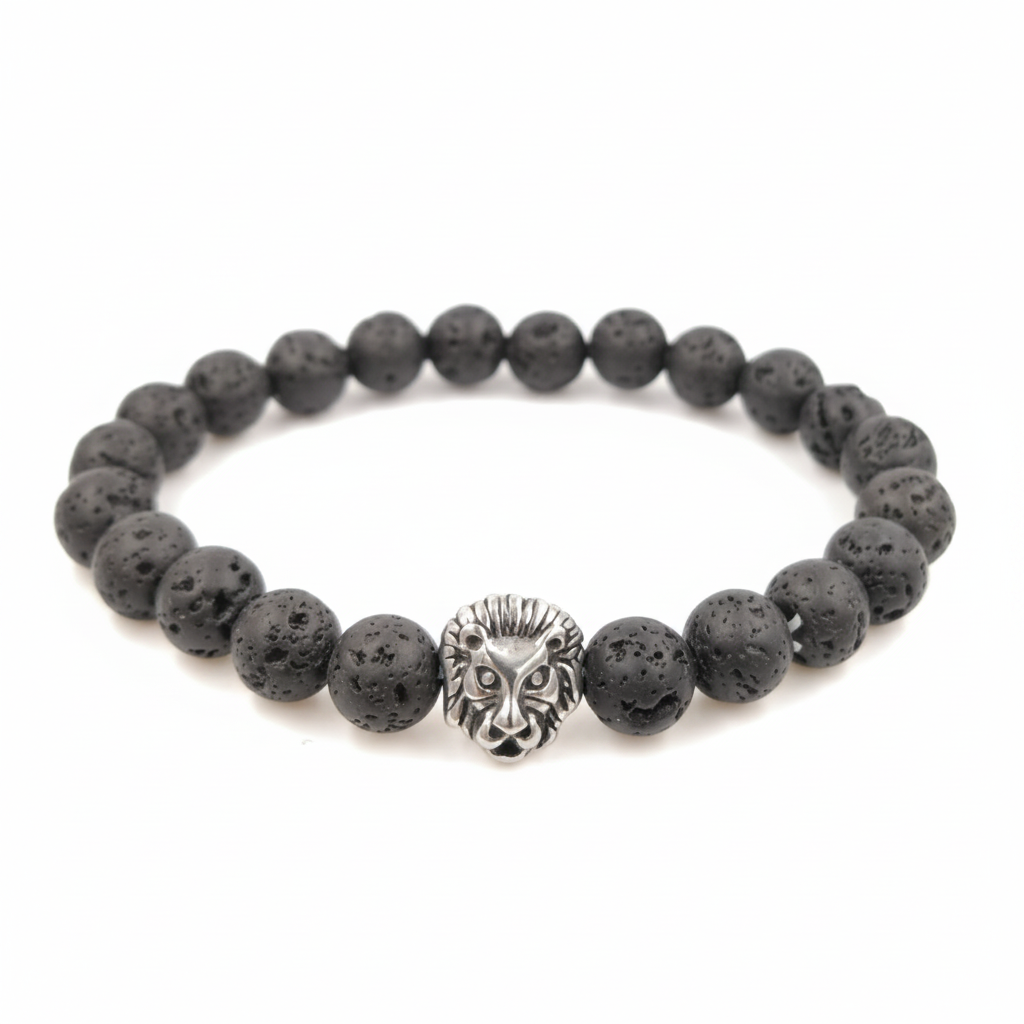 Lion Head - Lava Stone Bracelet