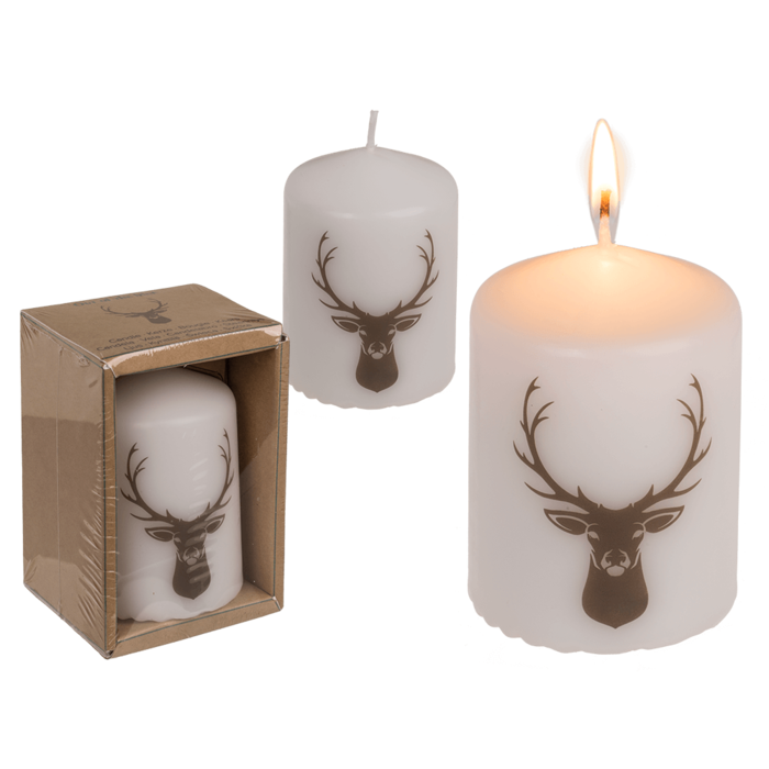 Stag Motif Hygge Pillar Candle