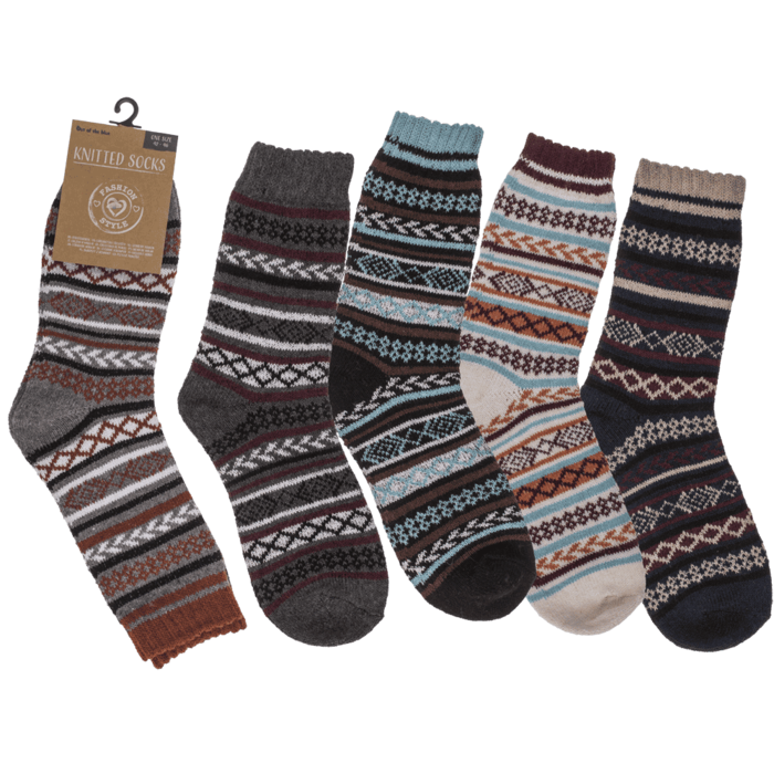 Scandinavian Pattern Soft Knitted Socks - Size 42-46