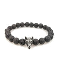 Wolf Head - Lava Stone Bracelet