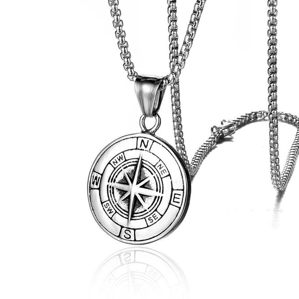 Compass Medallion Double-Sided Pendant Necklace