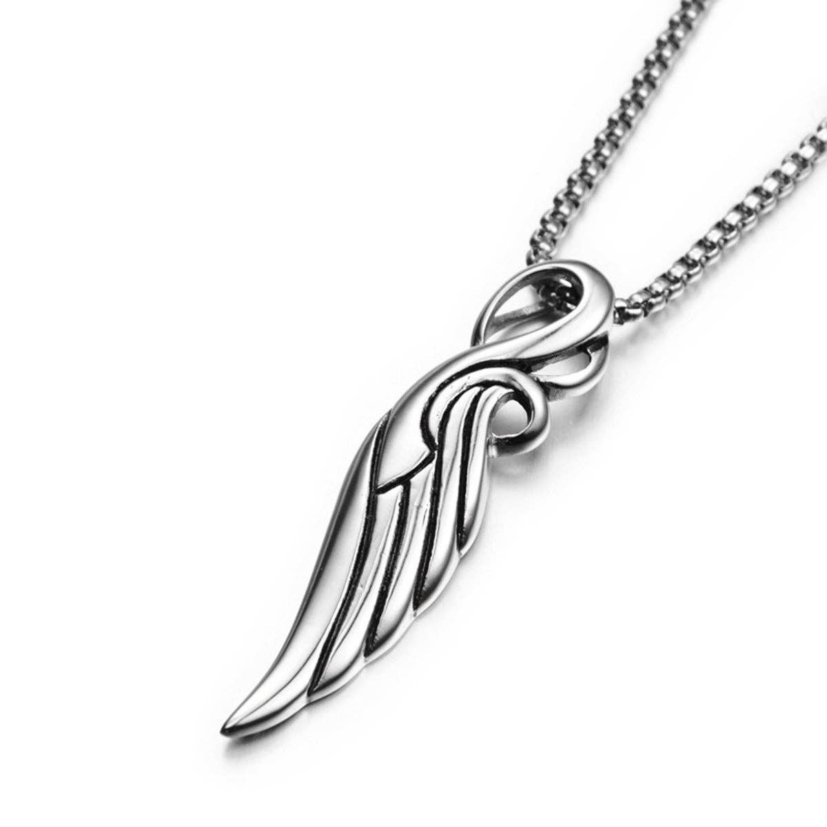 Polished Feather Wing Pendant Necklace