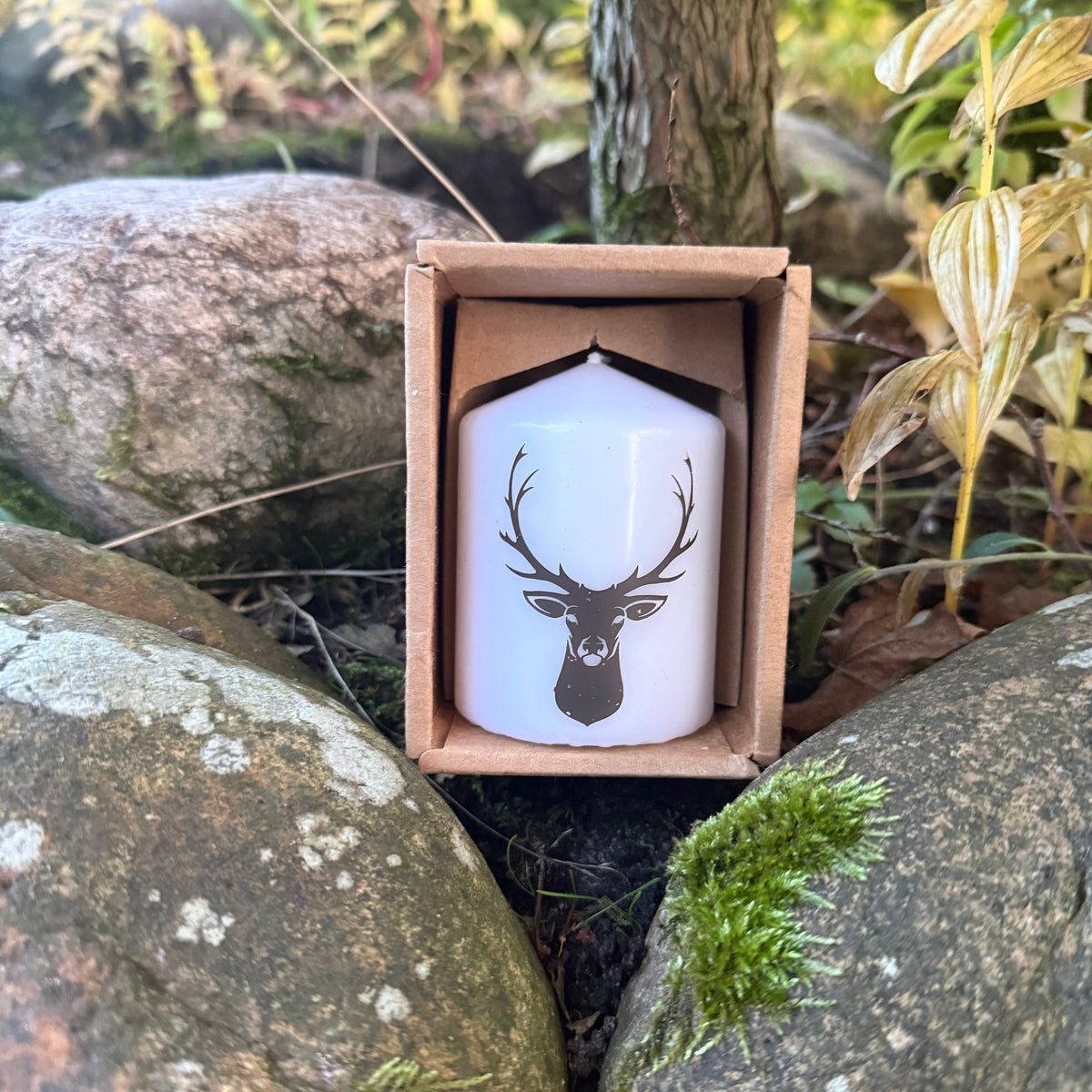 Stag Motif Hygge Pillar Candle