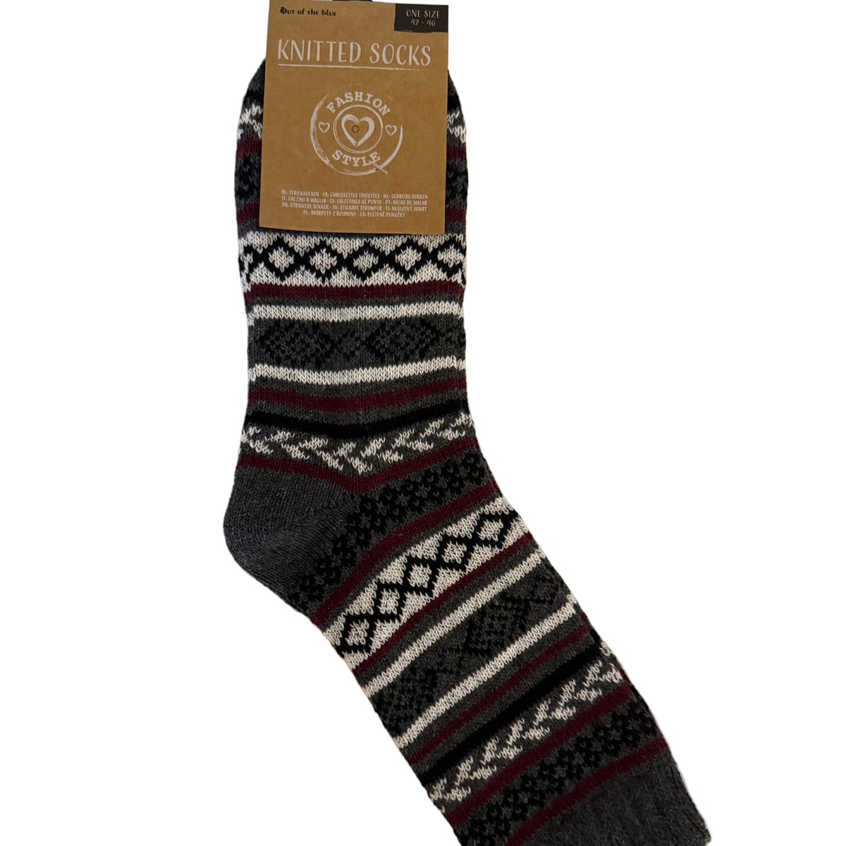 Scandinavian Pattern Soft Knitted Socks - Size 42-46