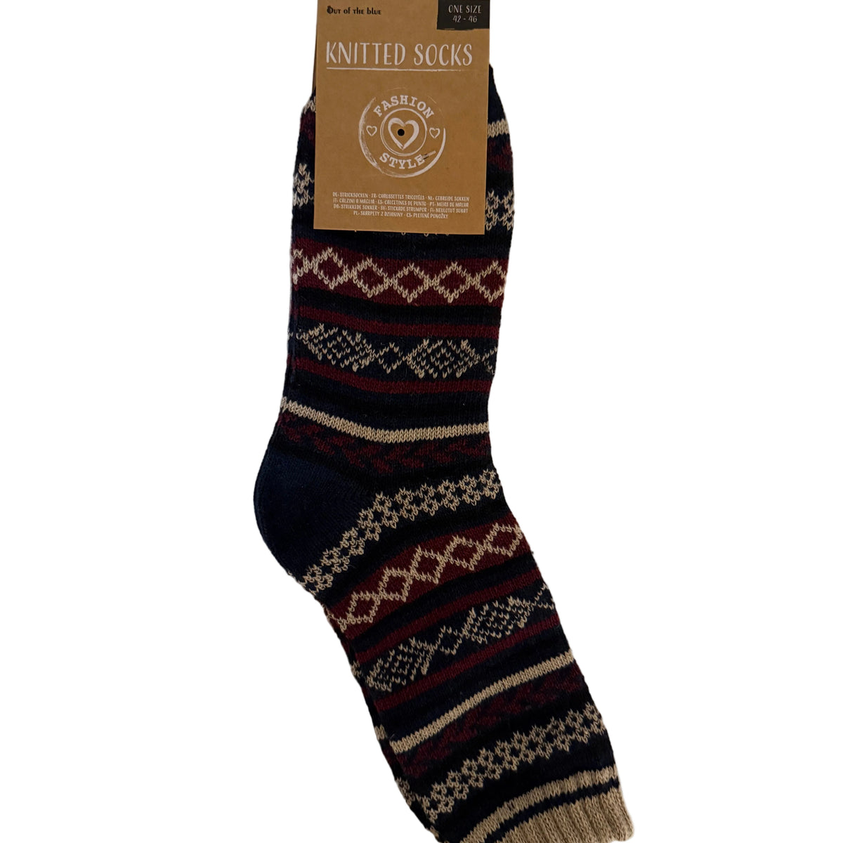 Scandinavian Pattern Soft Knitted Socks - Size 42-46