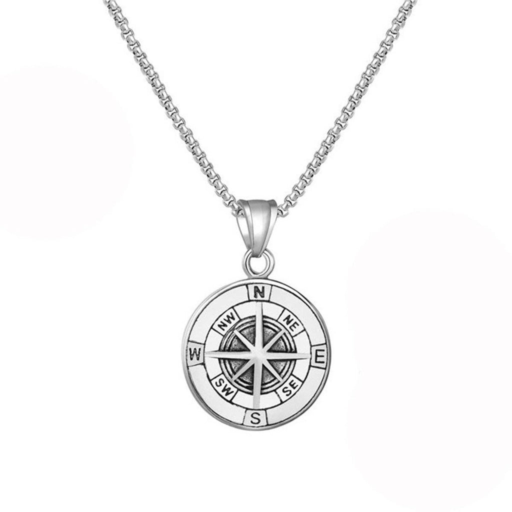 Compass Medallion Double-Sided Pendant Necklace