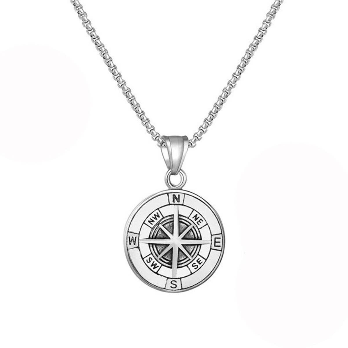 Compass Medallion Double-Sided Pendant Necklace