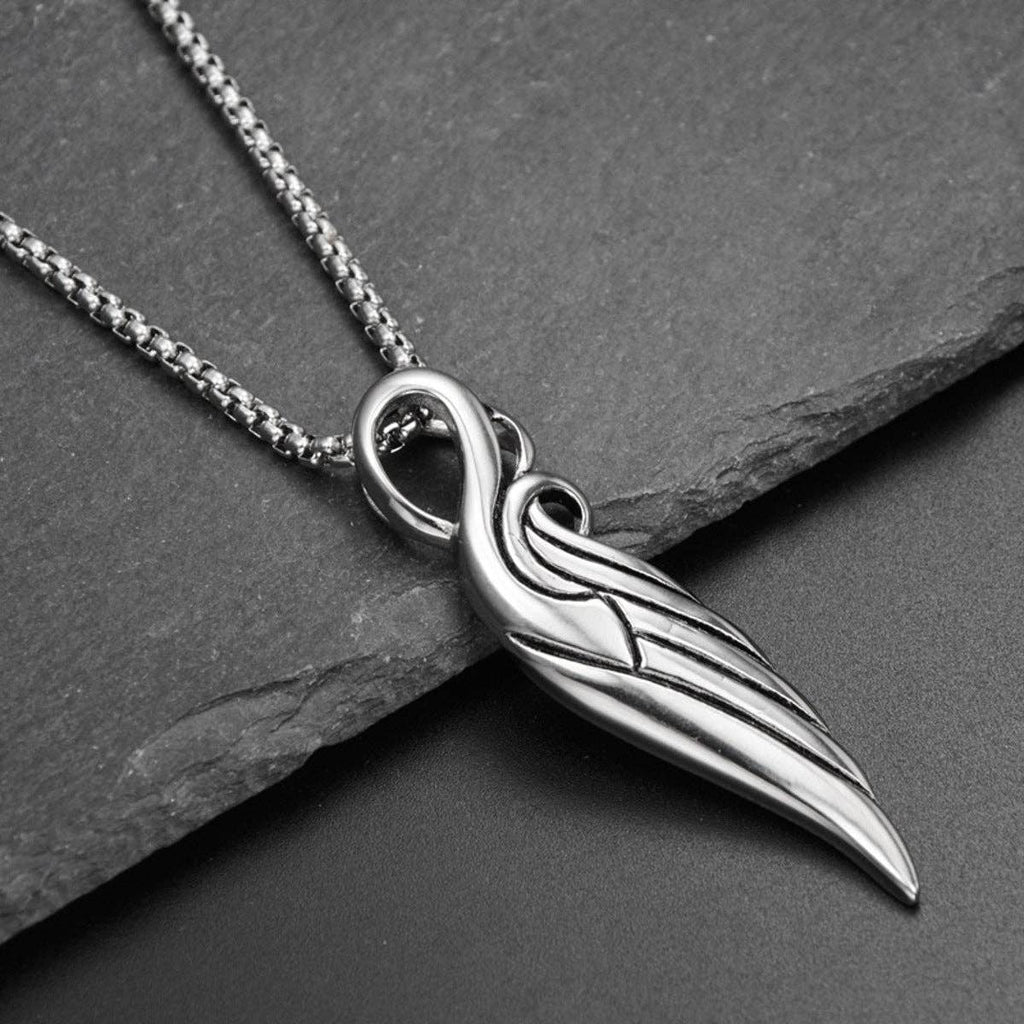 Polished Feather Wing Pendant Necklace