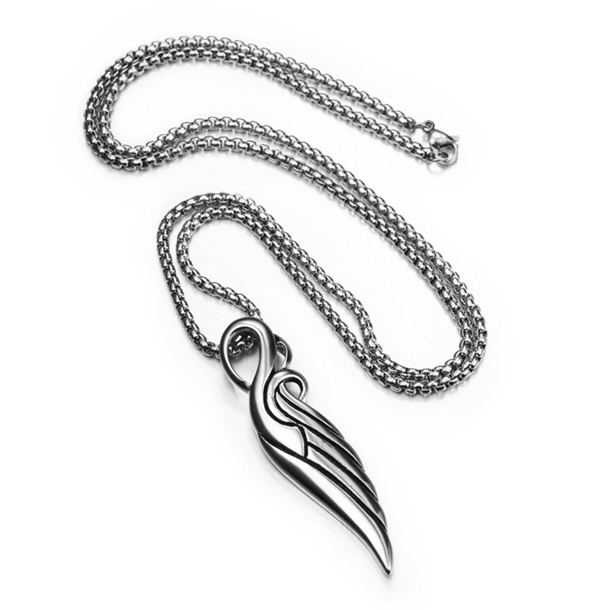 Polished Feather Wing Pendant Necklace